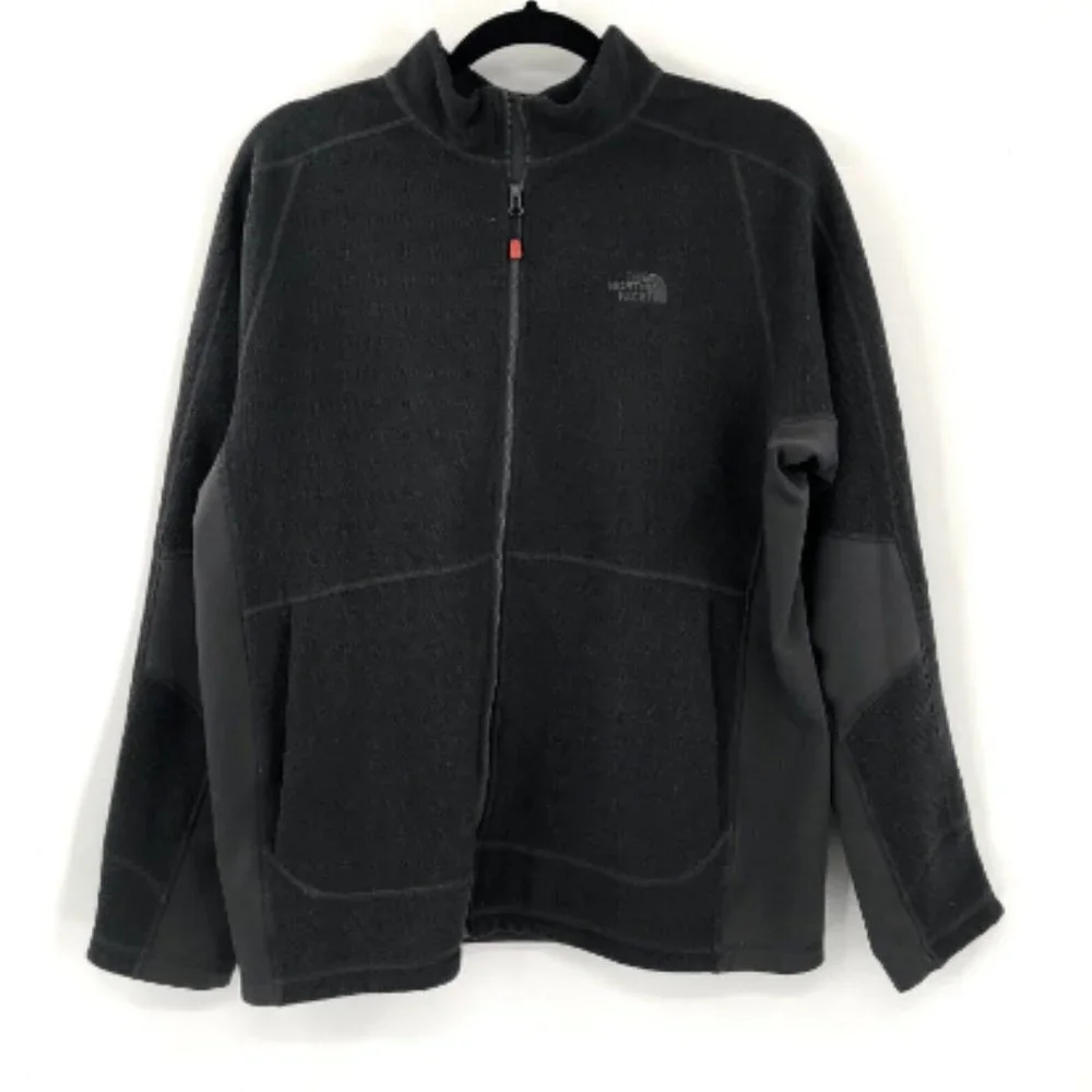 THE NORTH FACE Full Zip Sweatshirt Men L Grey Pockets Outdoor Active Layer Gray
